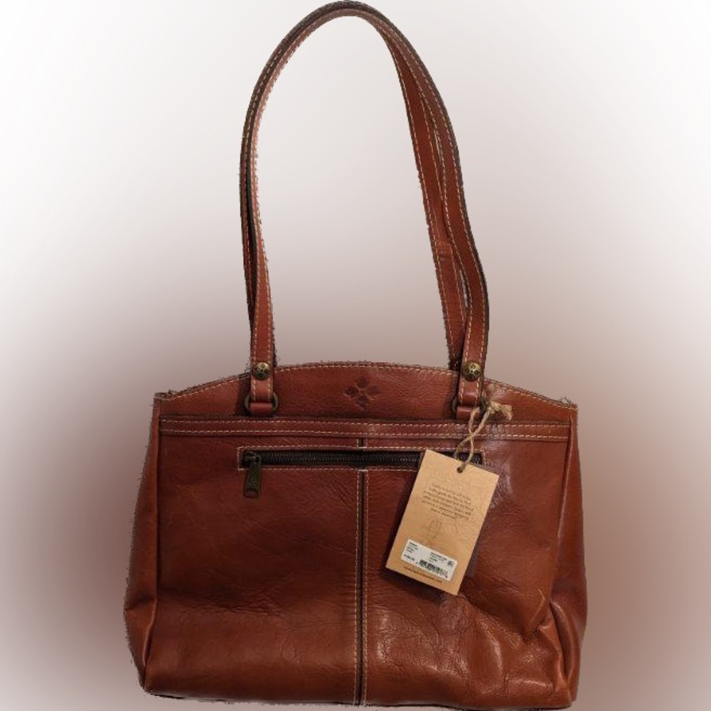 Patricia Nash Poppy Heritage cognac leather tote bag